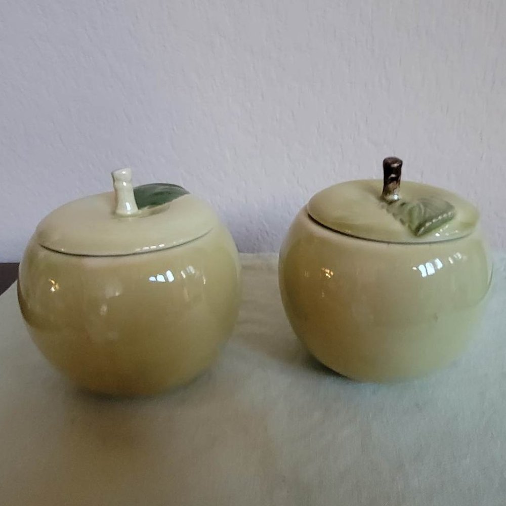 2-pc Set Ceramic Green Apples